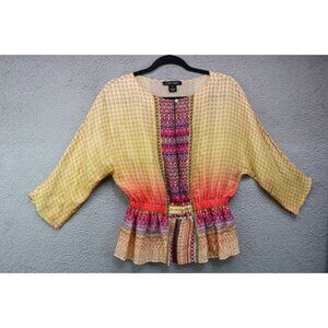 Tanvi Kedia Anthropologie Dolman Sleeve Tunic-Silky-Beaded-Size XS-BOHO-Hippie